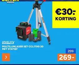 BOUWMAAT Multilijnlaser set ccl170g 3d met statief aanbieding