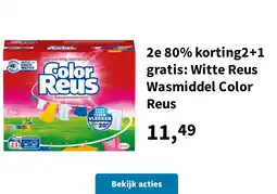 Plein.nl 2e 80% korting2+1 gratis: Witte Reus Wasmiddel Color Reus aanbieding