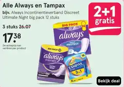 Etos Alle Always en Tampax aanbieding