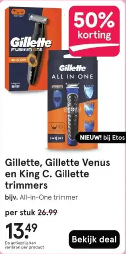 Etos Gillette, Gillette Venus en King C. Gillette trimmers aanbieding