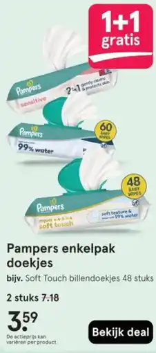 Etos Pampers enkelpak doekjes aanbieding