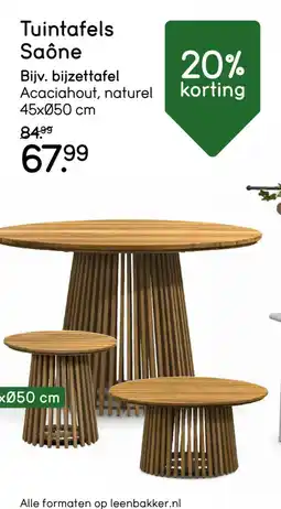 Leen Bakker Tuintafels Saône Bijv. bijzettafel Acaciahout, naturel aanbieding