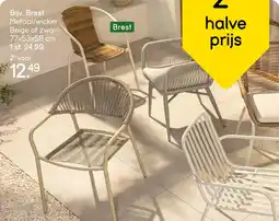 Leen Bakker Bijv. Brest Metaal/wicker Beige of zwart aanbieding