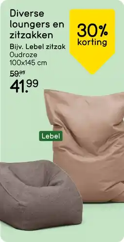 Leen Bakker Diverse loungers en zitzakken, bijv. Lebel zitzak aanbieding