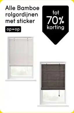 Leen Bakker Alle Bamboe rolgordijnen met sticker tot 70% korting aanbieding