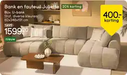 Leen Bakker Bank en fauteuil Juliette Bijv. U-bank aanbieding