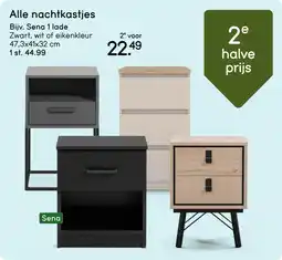 Leen Bakker Alle nachtkastjes bijv. Sena 1 lade aanbieding