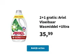 Plein.nl 2+1 gratis: Ariel Vloeibaar Wasmiddel +Ultra aanbieding