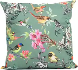 Intratuin Sierkussen vogels met bloemen Dani groen / roze 45 x 45 cm aanbieding