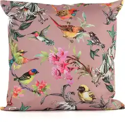 Intratuin Sierkussen vogels met bloemen Dani roze / groen 45 x 45 cm aanbieding