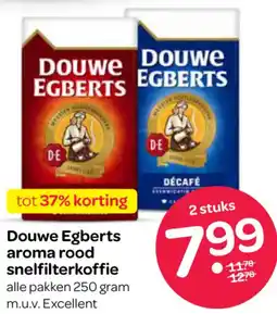 Spar Douwe Egberts aroma rood snelfilterkoffie aanbieding