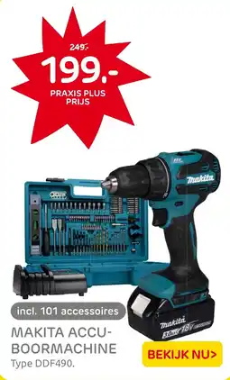 Praxis Makita accu boormachine DDF490 aanbieding