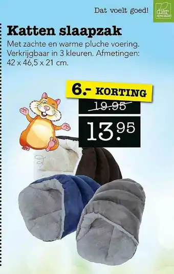 Dierspecialist Katten Slaapzak 6.- Korting aanbieding