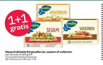 Spar Wasa Knäckebröd Goudbruin, Sesam Of Volkoren 1+1 Gratis aanbieding