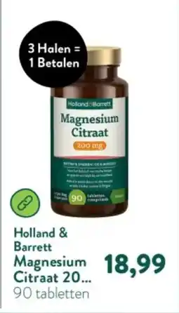 Holland & Barrett Holland & Barrett Magnesium Citraat 200mg aanbieding