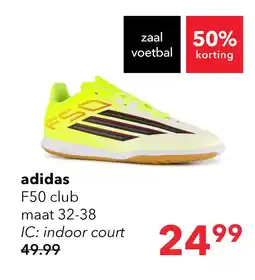 Scapino Adidas F50 Club IC kinder zaalschoenen geel aanbieding