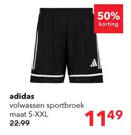 Scapino Adidas Squa25 heren sportshort zwart wit aanbieding