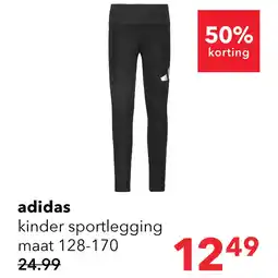 Scapino Adidas JG Glam meisjes sportlegging zwart zilver aanbieding