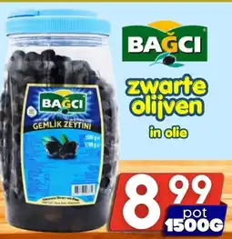 Özbaktat Supermarkt Bağci zwarte olijven in olie aanbieding