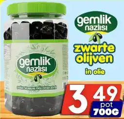 Özbaktat Supermarkt Gemlik Zwarte Olijven in olie aanbieding