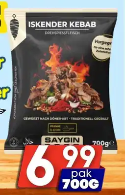 Özbaktat Supermarkt Saygin Food Iskender kebab beefdöner aanbieding