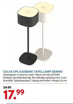 Kluswijs CALEX OPLAADBARE TAFELLAMP SERINO aanbieding