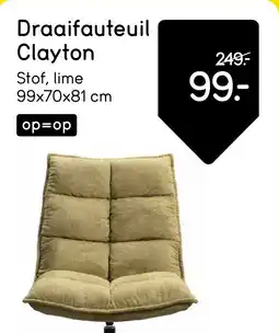 Leen Bakker Draaifauteuil Clayton aanbieding