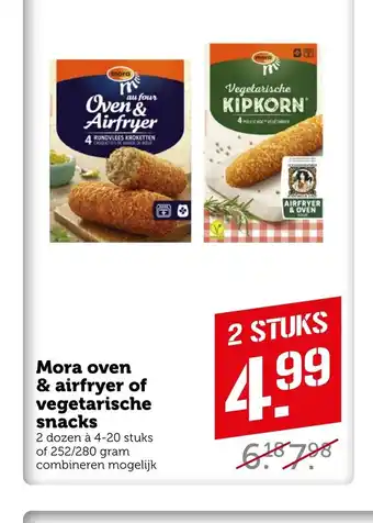 Coop Mora Oven 7 airfryer of vegetarische snacks 2 dozen a 4 - 20 stuks of 252 / 280 gram aanbieding