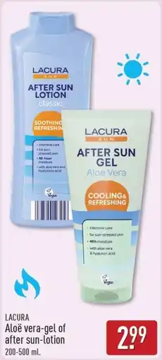 ALDI Lacura Aloë Vera-Gel of after Sun Lotion aanbieding