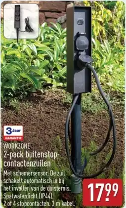 ALDI Workzone 2 pack Buitenstopcontacten Zuilen aanbieding