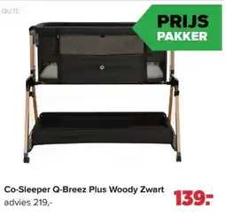 Baby-Dump Co-Sleeper Q-Breez Plus Woody Zwart aanbieding