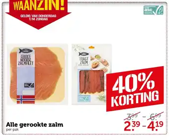 Coop Alle gerookte zalm per pak aanbieding