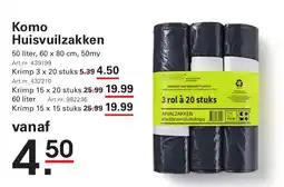 De Kweker Komo Huisvuilzakken aanbieding