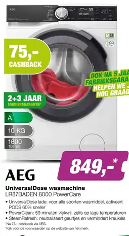 EP Beerepoot AEG UniversalDose wasmachine LR87BADEN 8000 PowerCare aanbieding