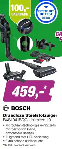 EP Beerepoot BOSCH Draadloze Steelstofzuiger BXS1041BQC Unlimited 10 aanbieding