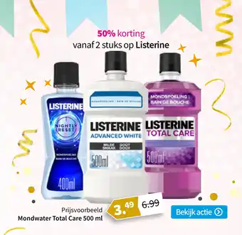 Plein.nl 50% korting vanaf 2 stuks op alle Listerine 500ml aanbieding