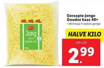 Lidl Geraspte jonge Goudse kaas 48+ aanbieding