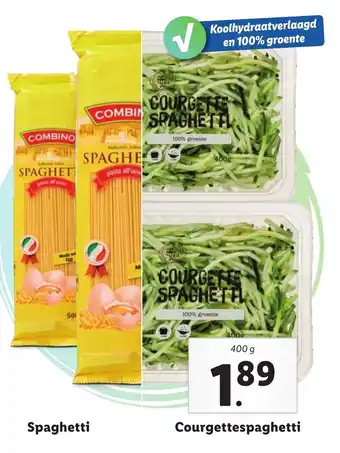 Lidl Spaghetti, Courgettespaghetti 400g aanbieding