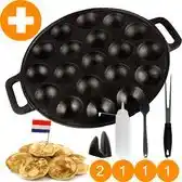 Bol.com YUGN BLACK YUGN Poffertjespan Inductie - Complete 6-Delige Bakset - Voor 19 Poffertjes aanbieding