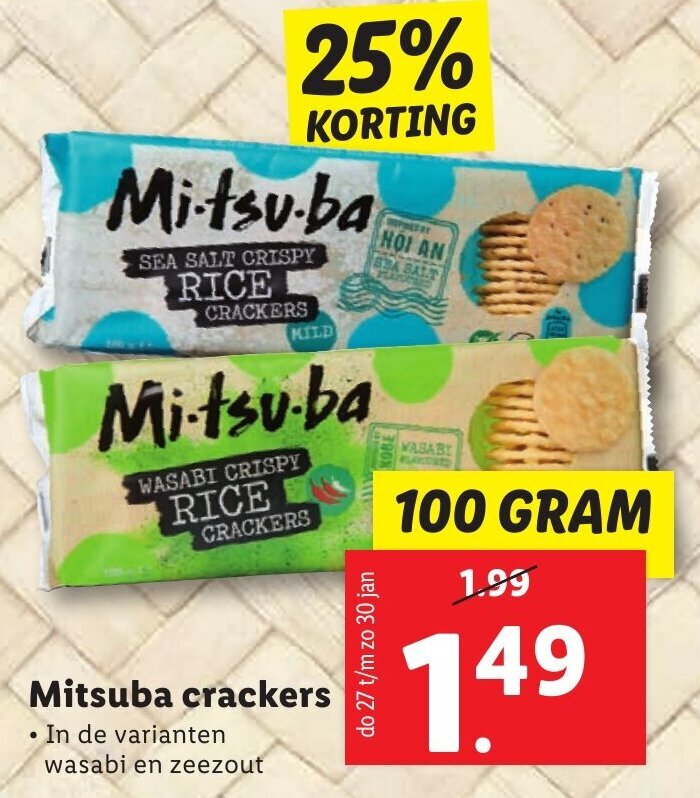 Mitsuba crackers 100g aanbieding bij Lidl