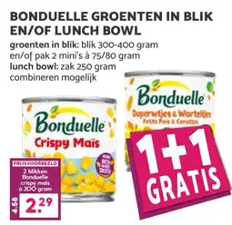 De Boerenschuur Bonduelle groenten in blik en/of lunch bowl aanbieding