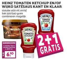 De Boerenschuur Heinz tomaten ketchup en/of wijko satésaus kant en klaar aanbieding