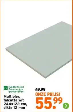GAMMA Multiplex falcatta wit 244x122 cm, dikte 12 mm aanbieding