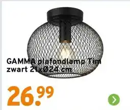 GAMMA GAMMA plafondlamp Tim zwart 21xØ24 cm aanbieding