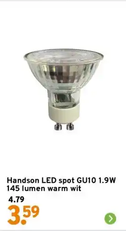GAMMA Handson LED spot GU10 1.9W 145 lumen warm wit aanbieding