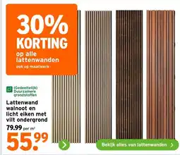 GAMMA Lattenwand walnoot en licht eiken met vilt ondergrond aanbieding