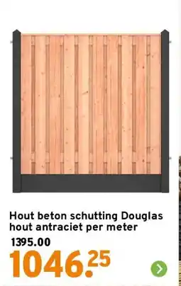 GAMMA Hout beton schutting Douglas hout antraciet per meter aanbieding