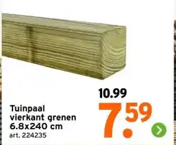 GAMMA Tuinpaal vierkant grenen 6.8x240 cm aanbieding