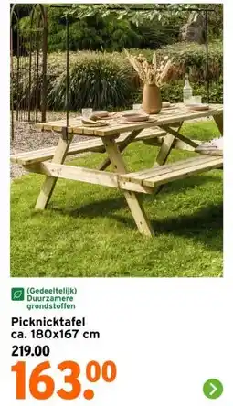 GAMMA Picknicktafel ca. 180x167 cm aanbieding