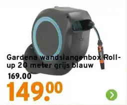 GAMMA Gardena wandslangenbox Roll-up 20 meter grijs blauw aanbieding
